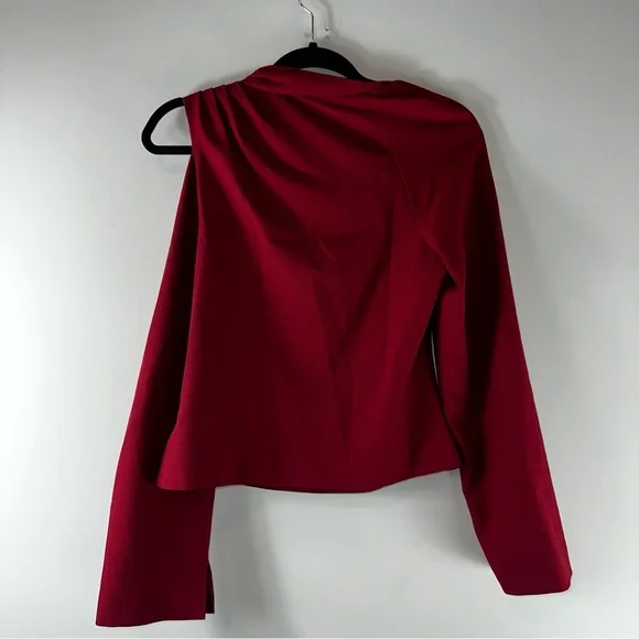 Jonathan Simkhai Cutout Crepe De Chine Top in Crimson Size 6 - Picture 7 of 11